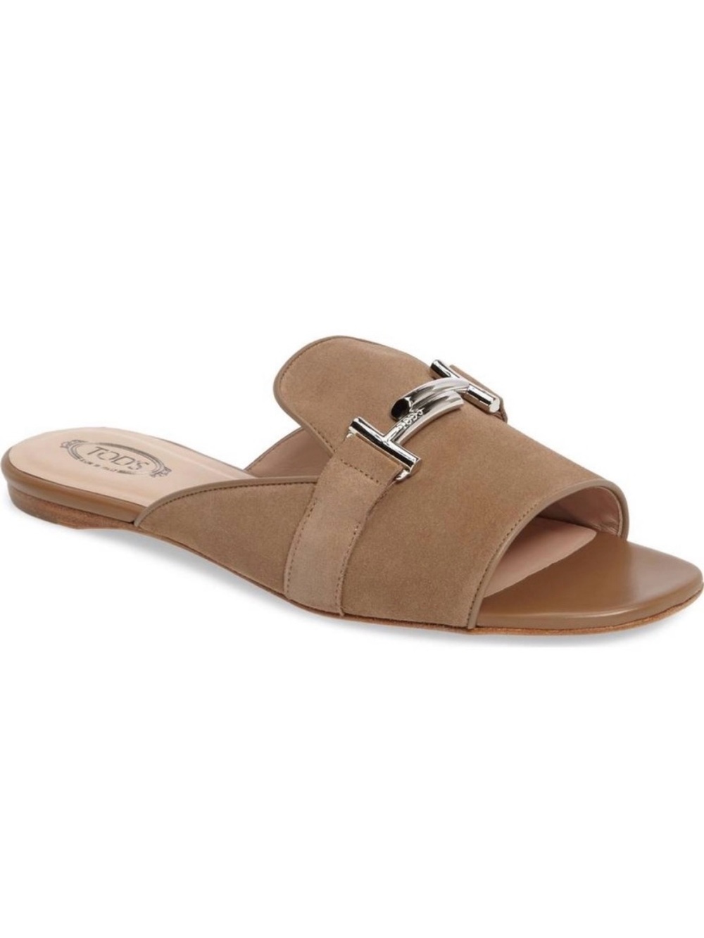Tod’s Double T Genuine Suede Loafer Mules 38.5 US 8 Tan Made in Italy